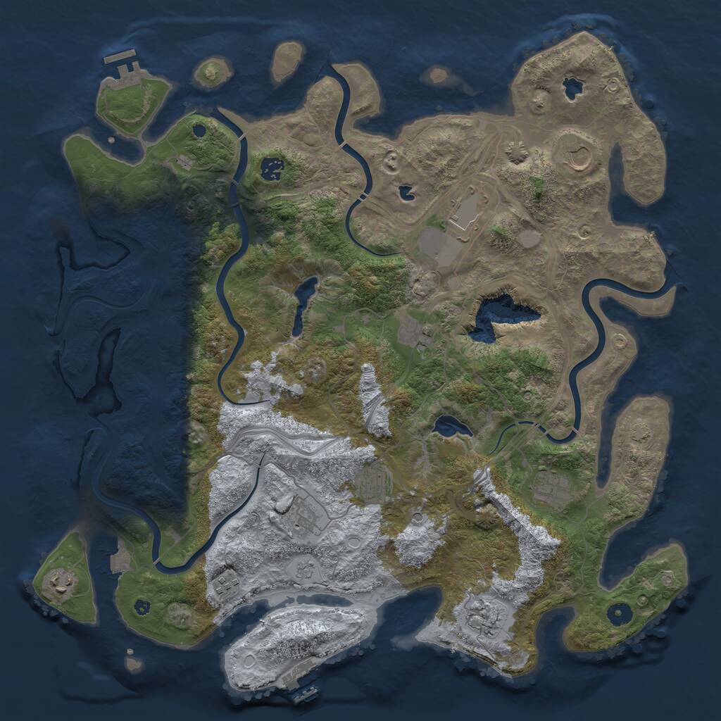 Rust Map: Procedural Map, Size: 4500, Seed: 70868018, 16 Monuments