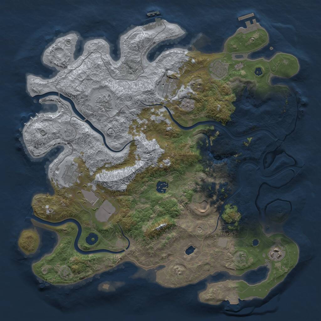 Rust Map: Procedural Map, Size: 4000, Seed: 748392, 15 Monuments