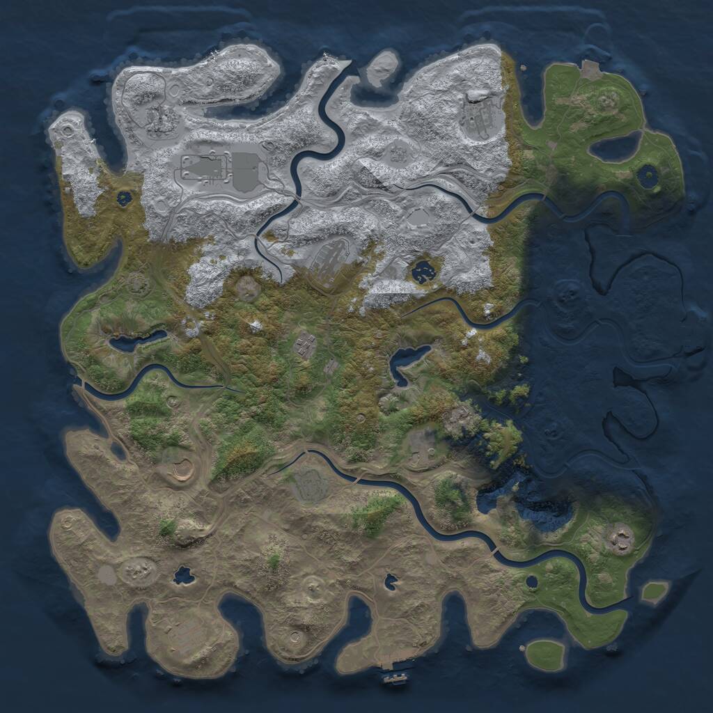 Rust Map: Procedural Map, Size: 4800, Seed: 1997471616, 17 Monuments