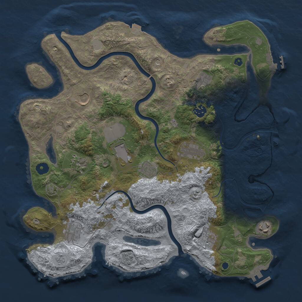Rust Map: Procedural Map, Size: 3700, Seed: 1481050931, 17 Monuments