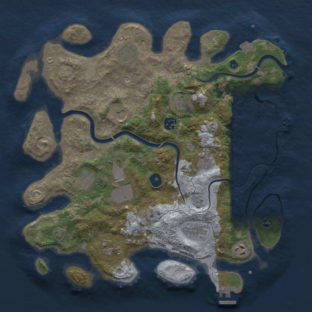 Rust Map: Procedural Map, Size: 3750, Seed: 601127772, 16 Monuments