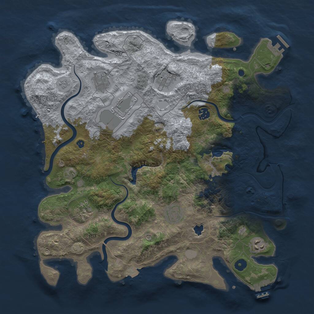 Rust Map: Procedural Map, Size: 4000, Seed: 1023406387, 14 Monuments