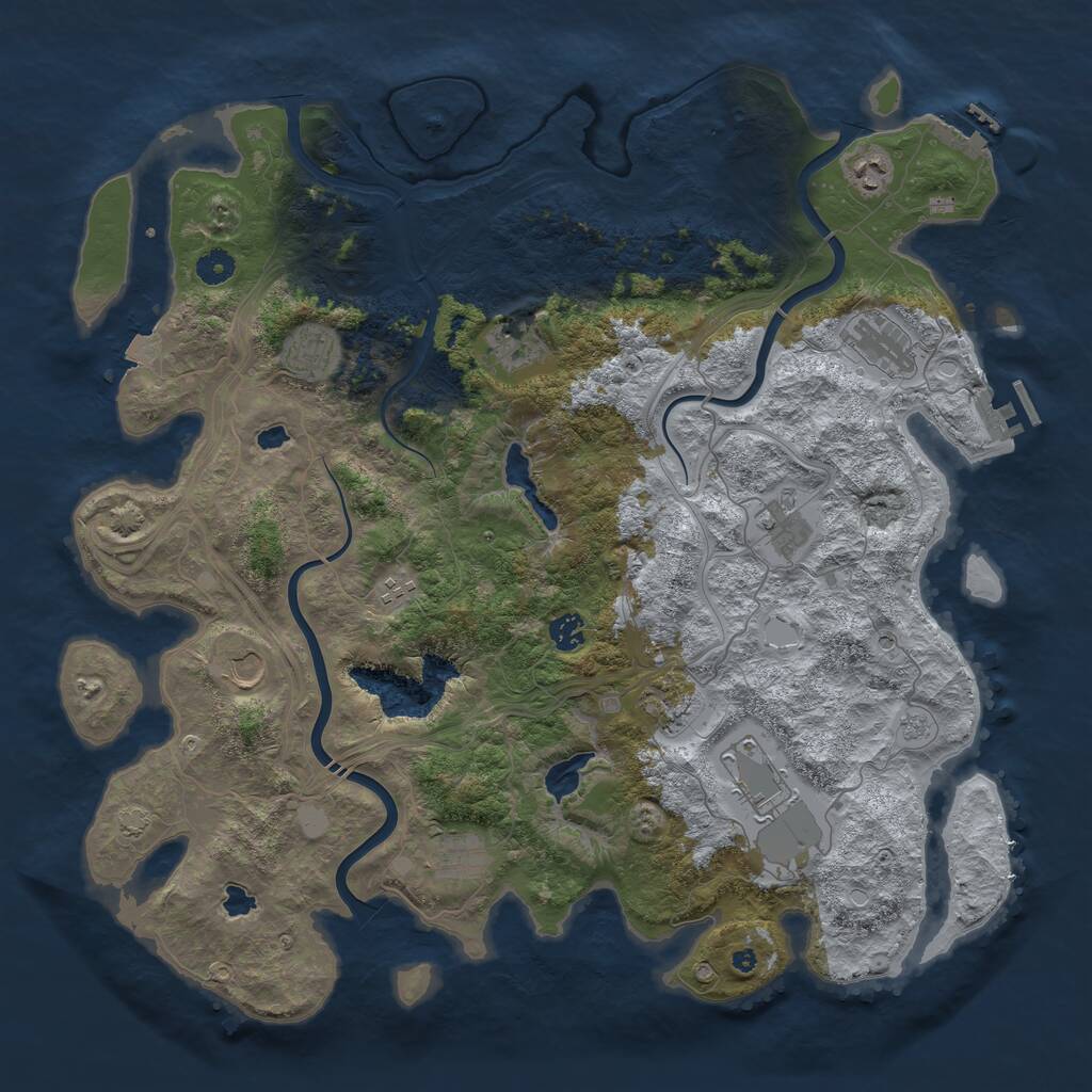 Rust Map: Procedural Map, Size: 4500, Seed: 754514903, 17 Monuments