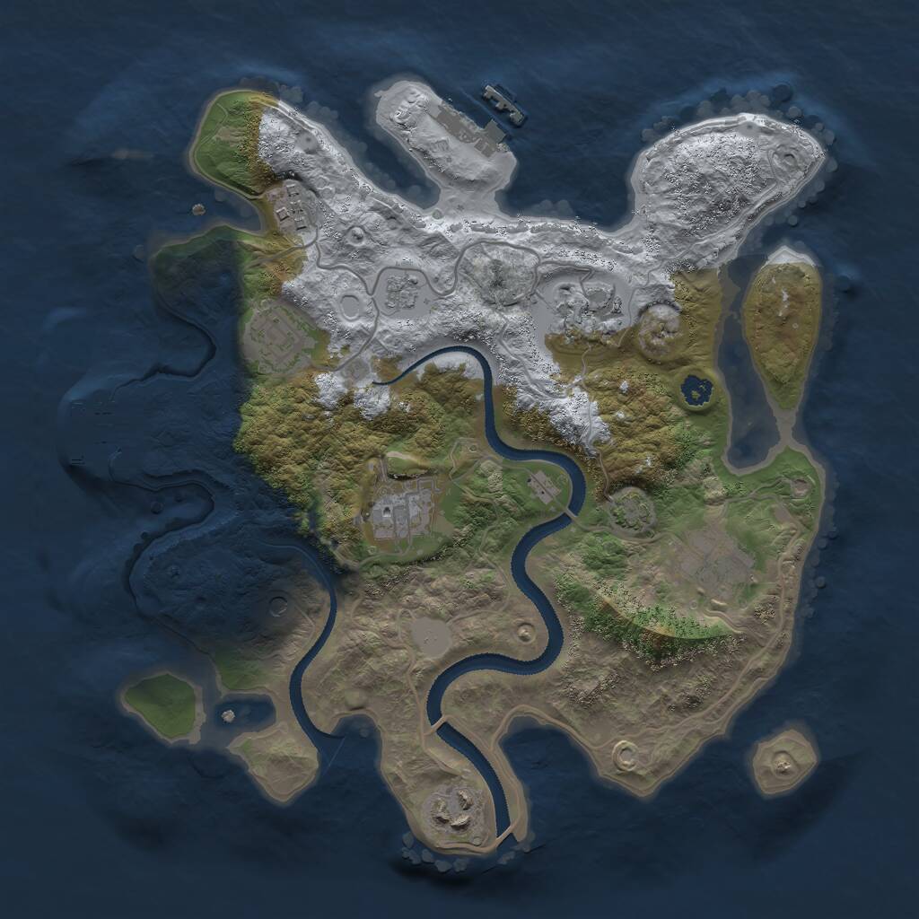 Rust Map: Procedural Map, Size: 3000, Seed: 1126484250, 12 Monuments