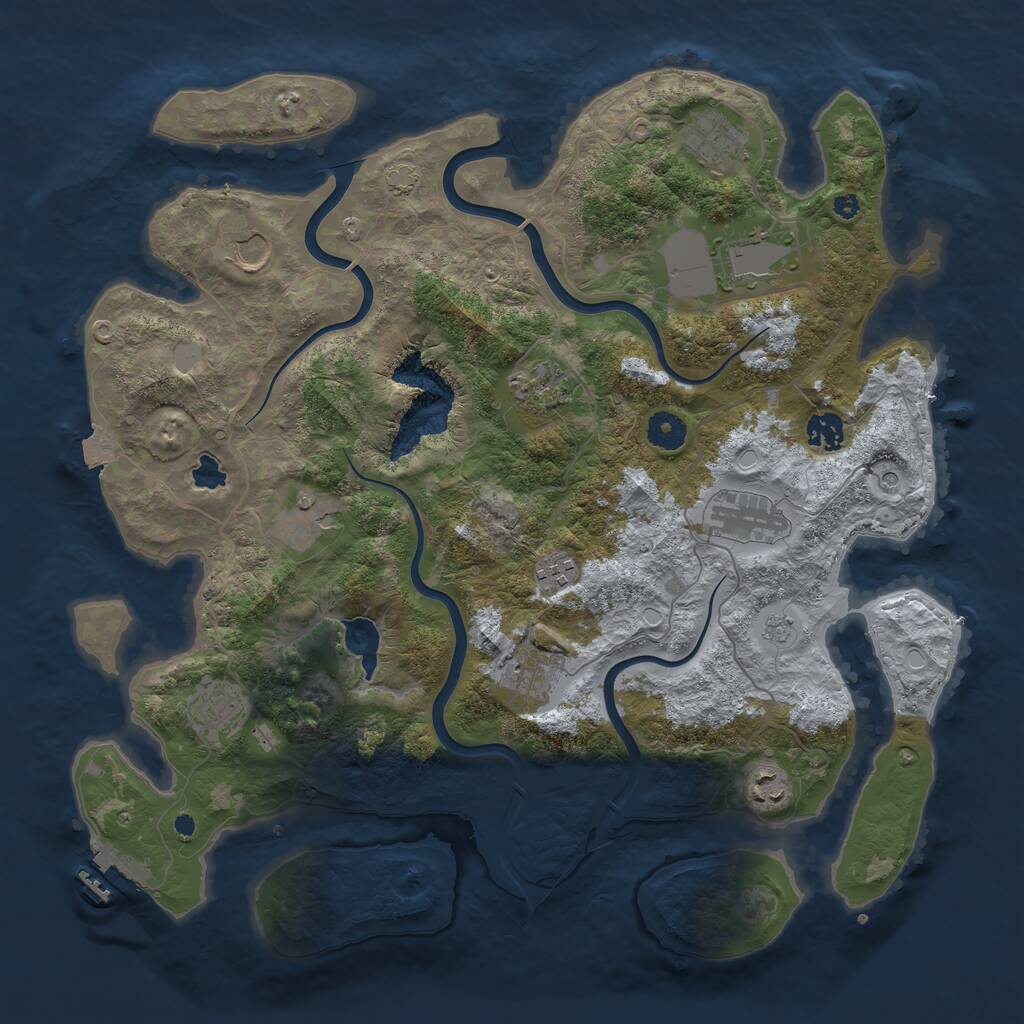Rust Map: Procedural Map, Size: 4000, Seed: 986649310, 16 Monuments