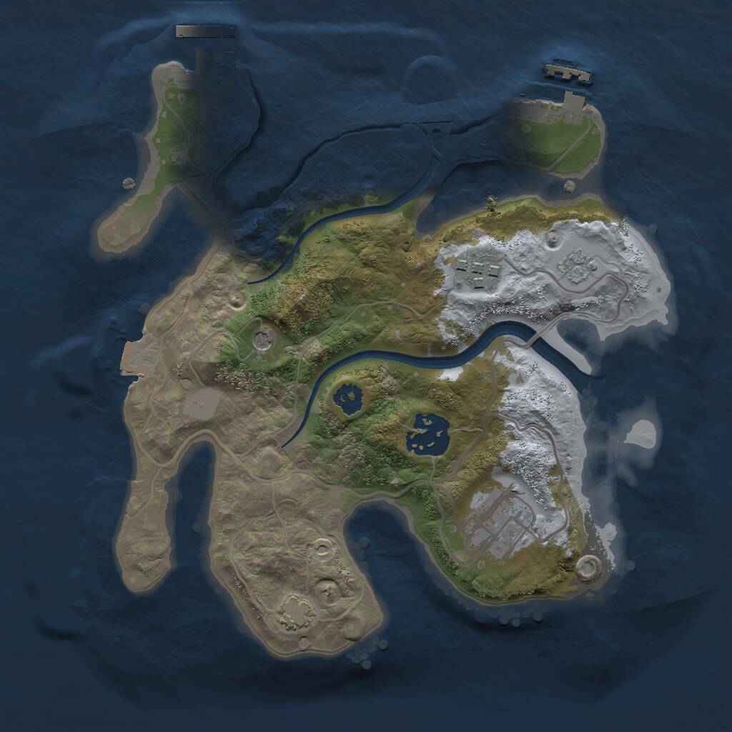Rust Map: Procedural Map, Size: 2500, Seed: 3492394, 9 Monuments