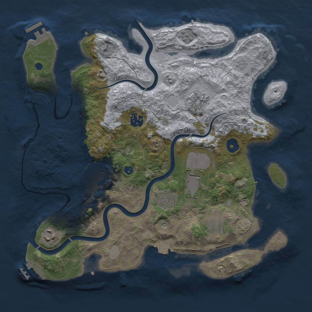 Rust Map: Procedural Map, Size: 3500, Seed: 355776843, 14 Monuments