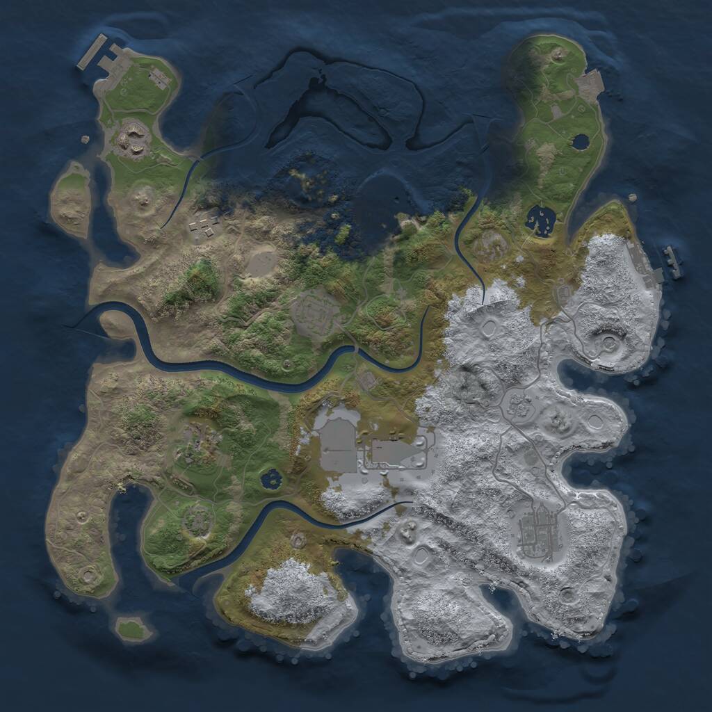 Rust Map: Procedural Map, Size: 3500, Seed: 941526277, 14 Monuments