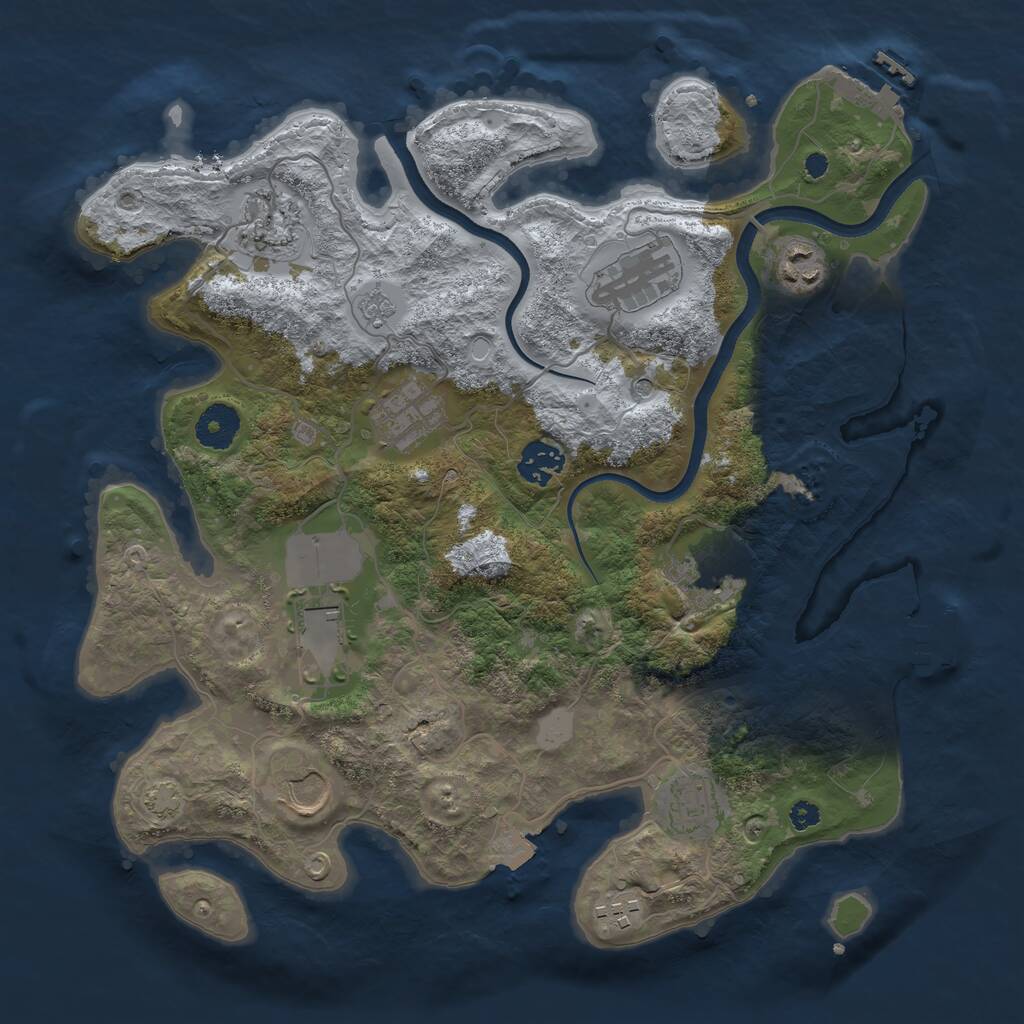 Rust Map: Procedural Map, Size: 3500, Seed: 74028852, 16 Monuments