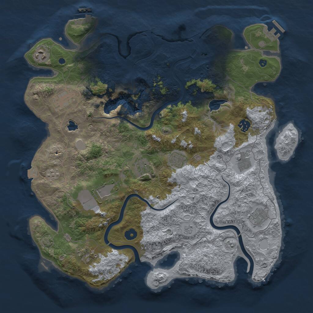 Rust Map: Procedural Map, Size: 4000, Seed: 8151, 16 Monuments