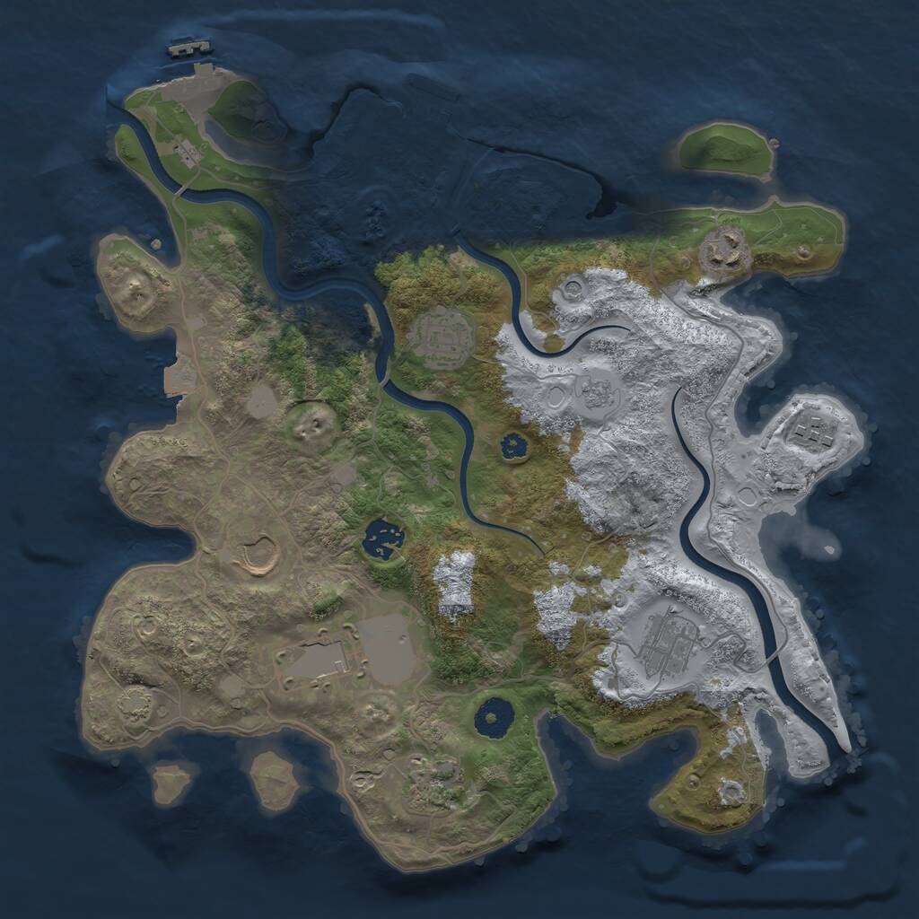 Rust Map: Procedural Map, Size: 3500, Seed: 11876, 14 Monuments