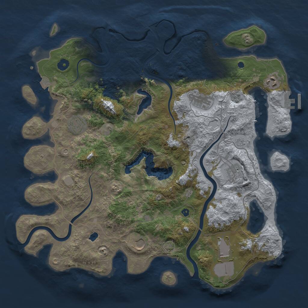 Rust Map: Procedural Map, Size: 4000, Seed: 4244819, 12 Monuments