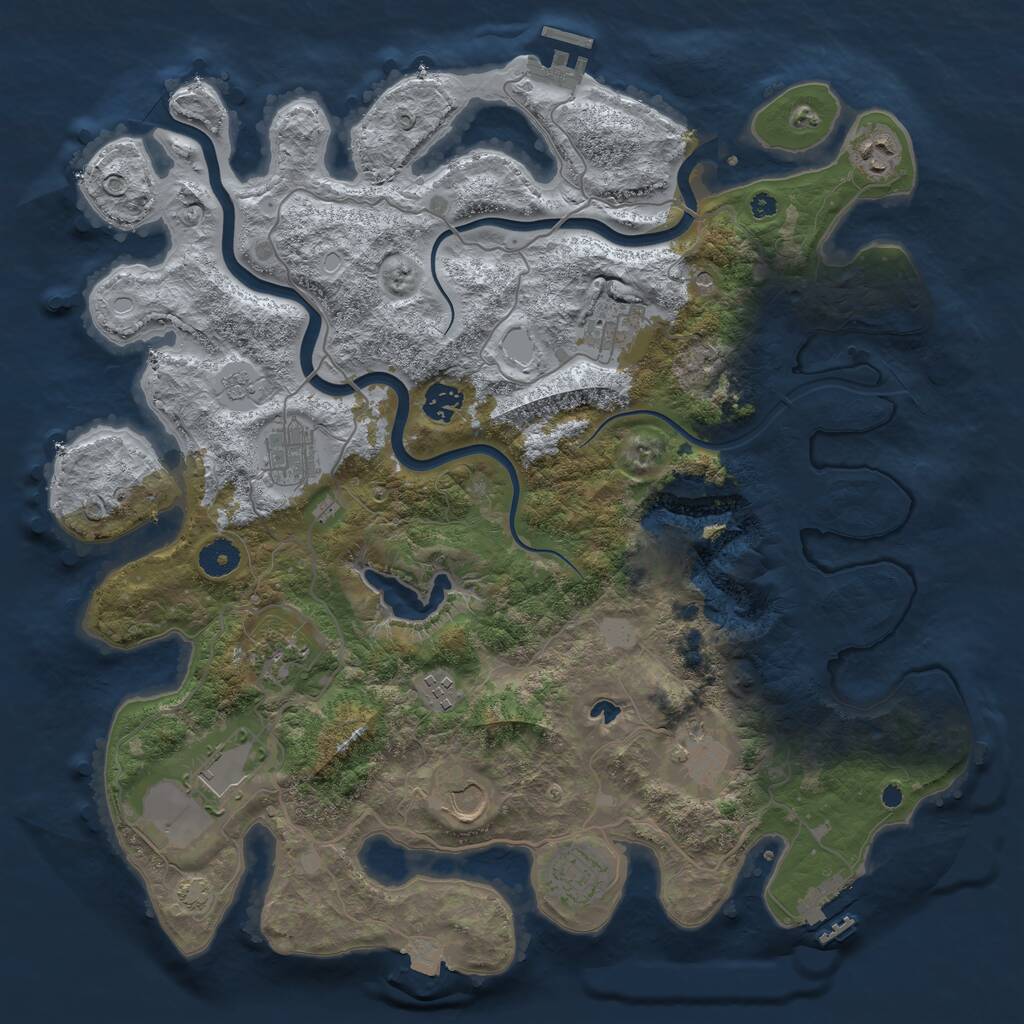 Rust Map: Procedural Map, Size: 4000, Seed: 495322094, 16 Monuments