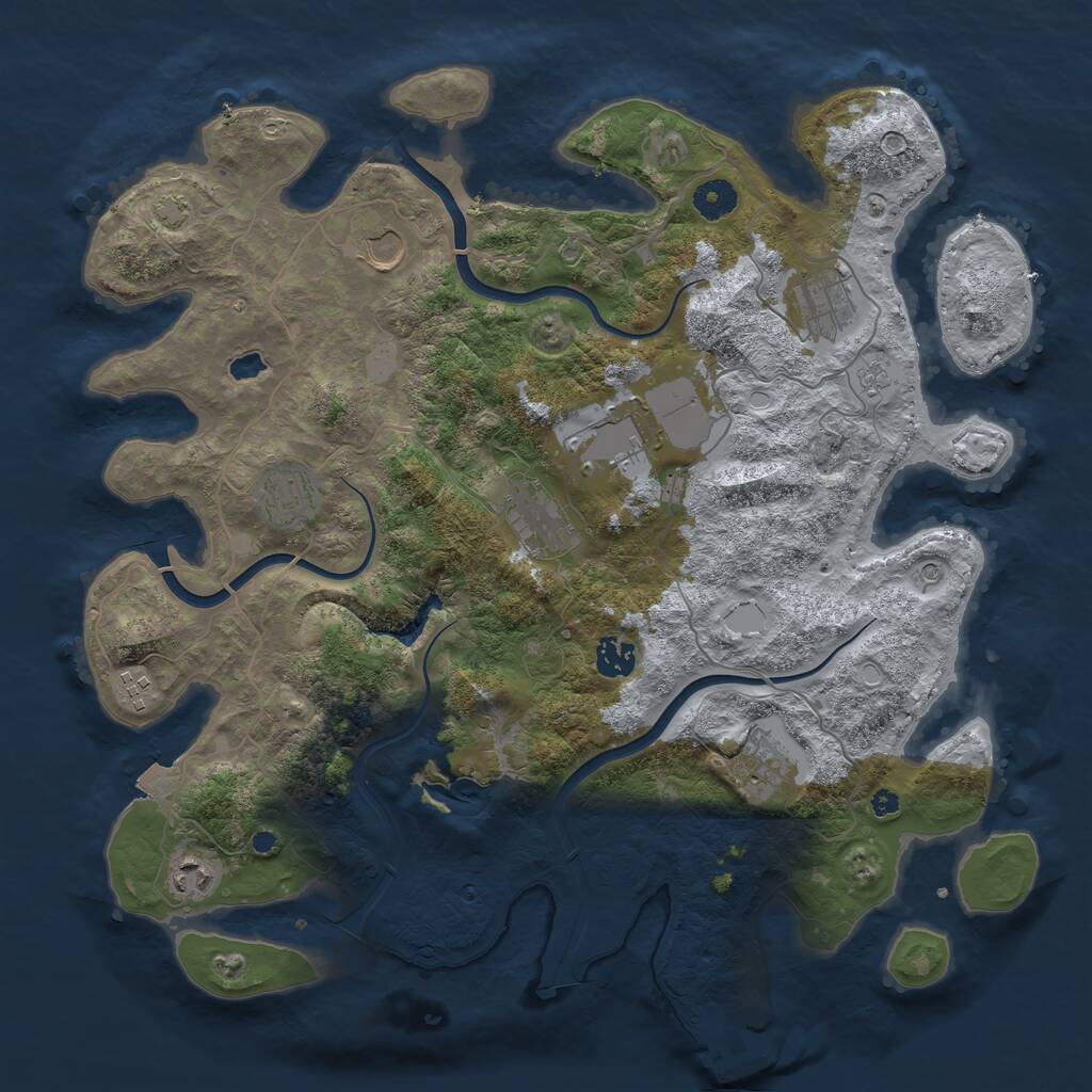 Rust Map: Procedural Map, Size: 4000, Seed: 1376248647, 14 Monuments