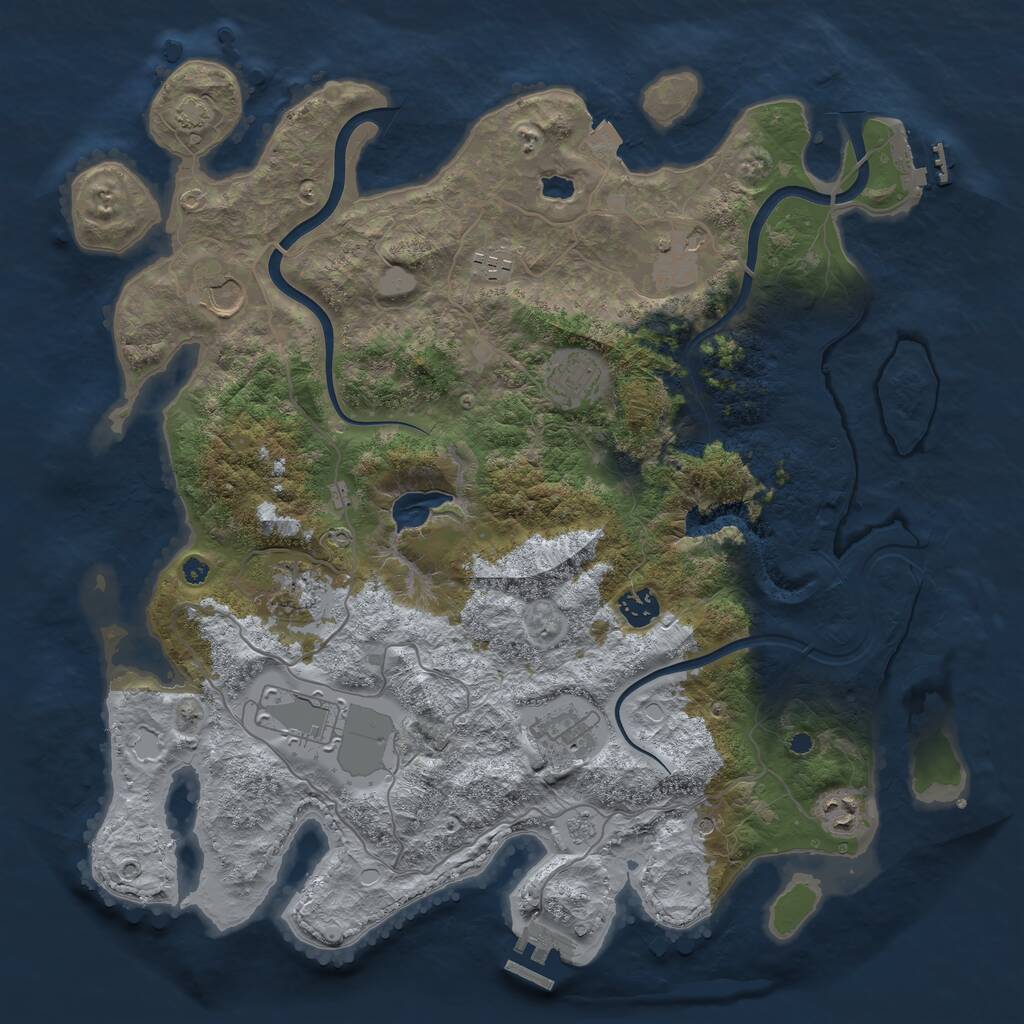 Rust Map: Procedural Map, Size: 4000, Seed: 1350474124, 15 Monuments