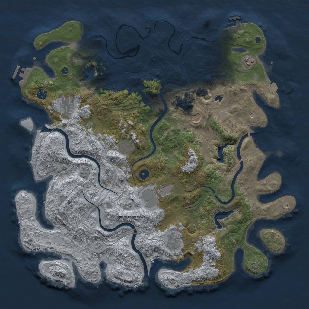 Rust Map: Procedural Map, Size: 4500, Seed: 1457131233, 14 Monuments
