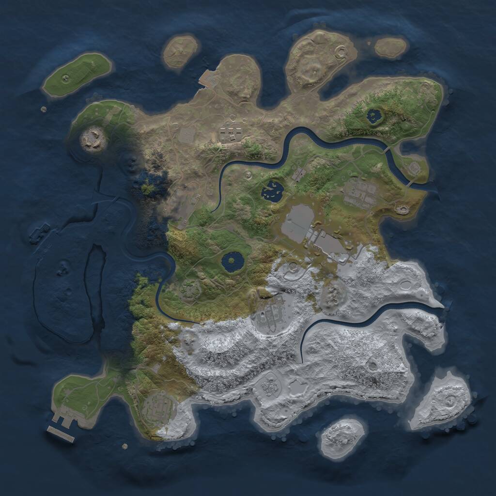 Rust Map: Procedural Map, Size: 3500, Seed: 331983772, 14 Monuments
