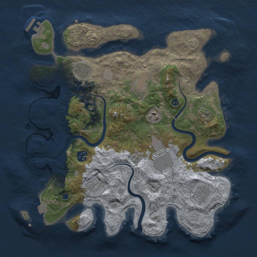 Rust Map: Procedural Map, Size: 3500, Seed: 24687, 14 Monuments
