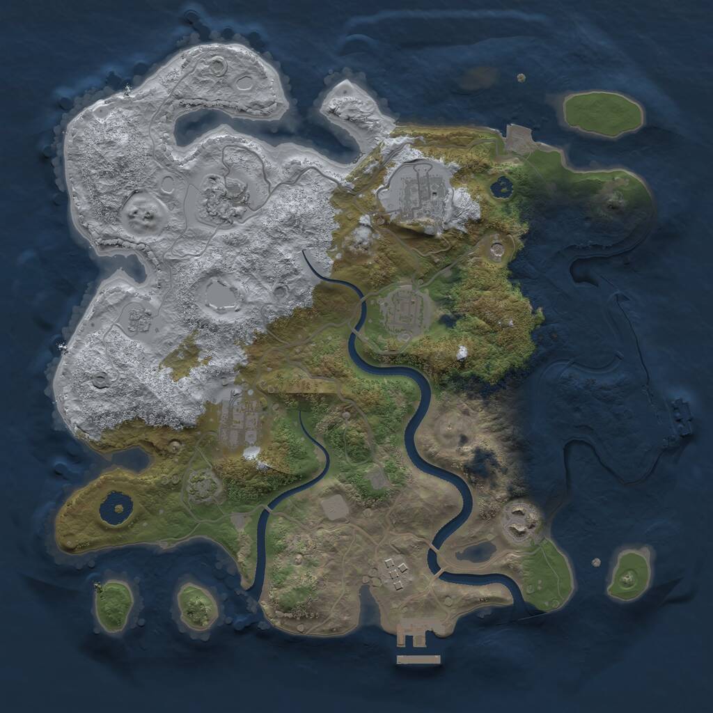 Rust Map: Procedural Map, Size: 3300, Seed: 1975706190, 12 Monuments
