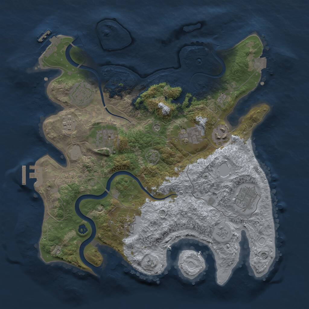 Rust Map: Procedural Map, Size: 3250, Seed: 1485586658, 13 Monuments