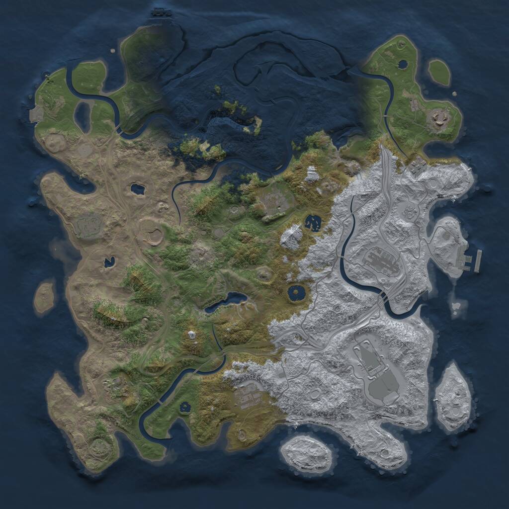 Rust Map: Procedural Map, Size: 4500, Seed: 1956246205, 16 Monuments