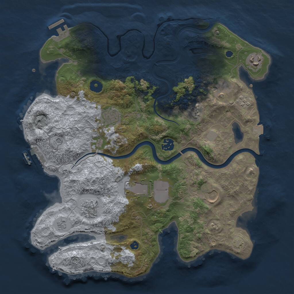Rust Map: Procedural Map, Size: 3500, Seed: 1520675252, 14 Monuments
