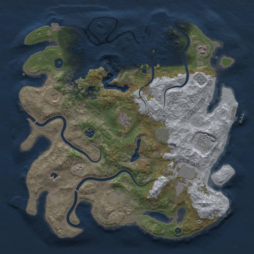 Rust Map: Procedural Map, Size: 4000, Seed: 3492394, 15 Monuments