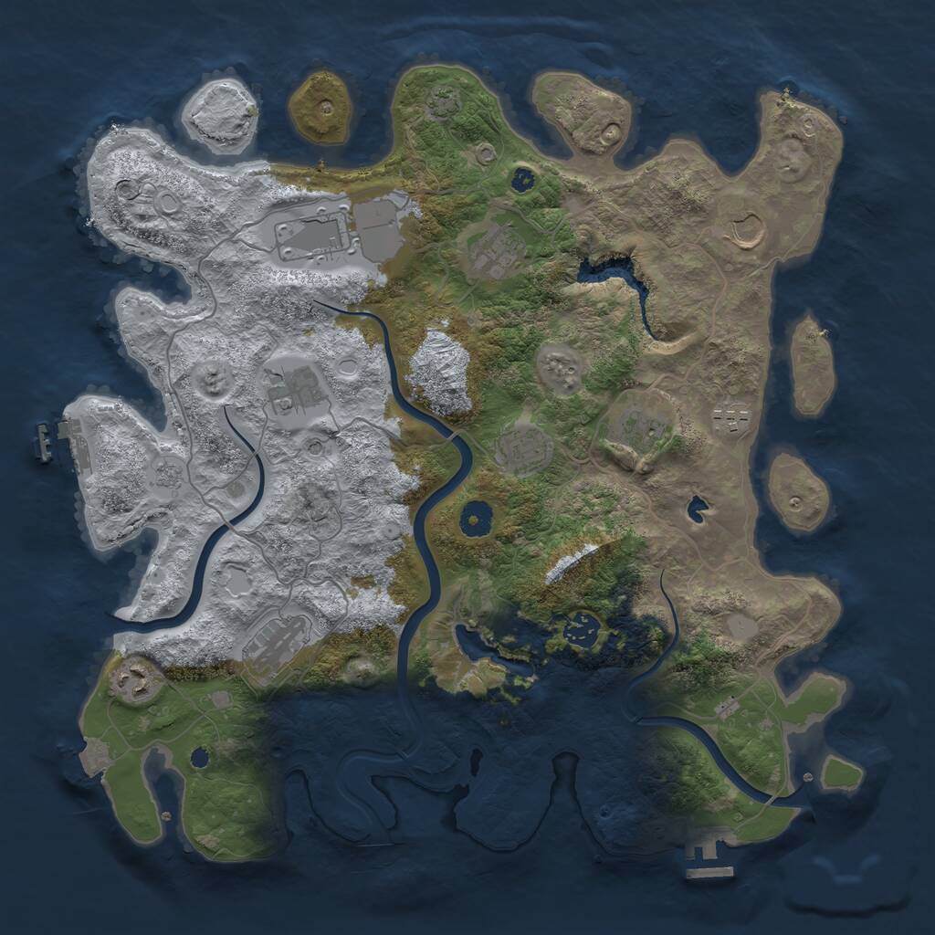 Rust Map: Procedural Map, Size: 4000, Seed: 107685434, 16 Monuments