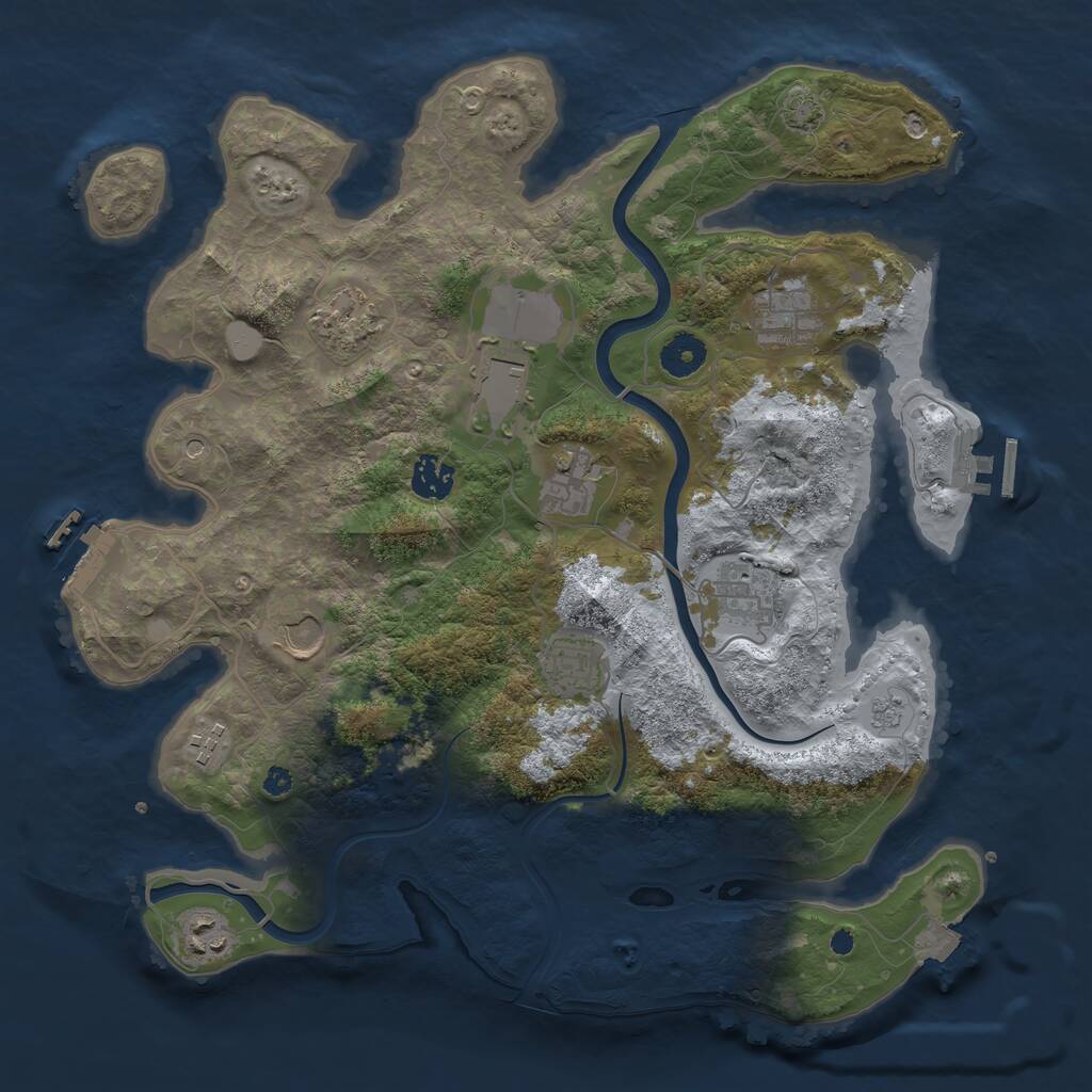Rust Map: Procedural Map, Size: 3750, Seed: 992663557, 16 Monuments