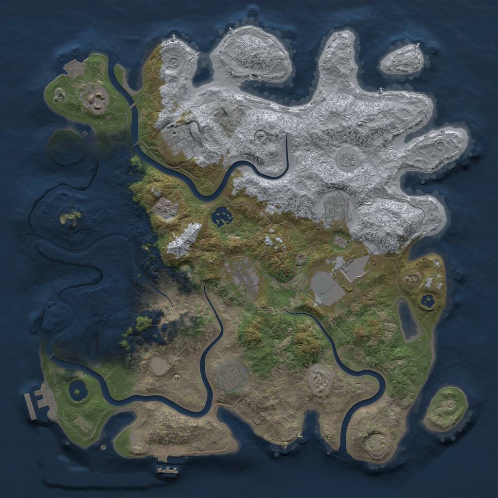 Rust Map: Procedural Map, Size: 3750, Seed: 1292250638, 14 Monuments