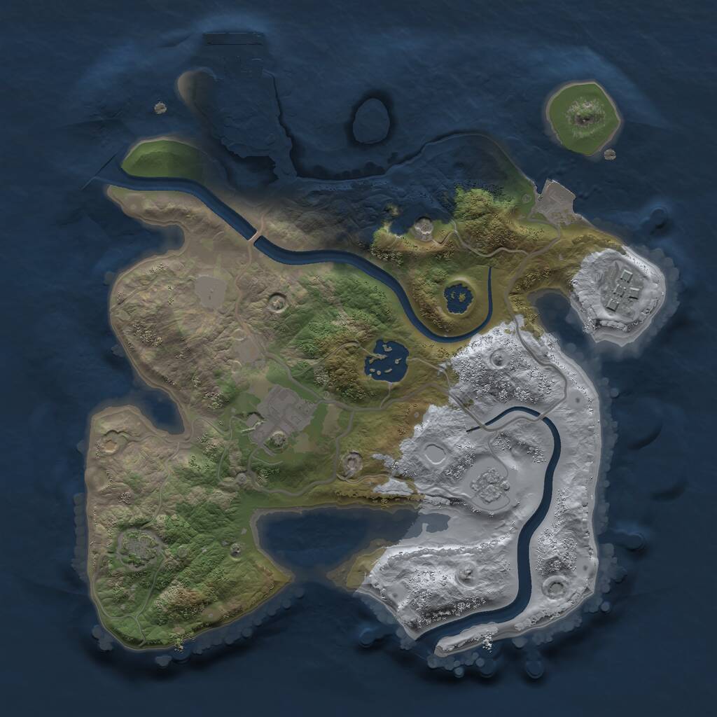 Rust Map: Procedural Map, Size: 2500, Seed: 1010391264, 8 Monuments
