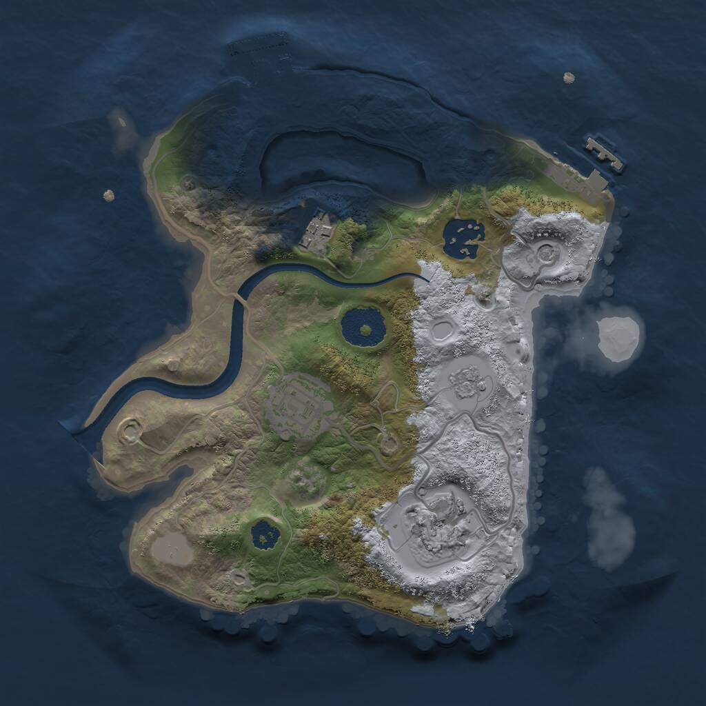 Rust Map: Procedural Map, Size: 2500, Seed: 1387251179, 9 Monuments