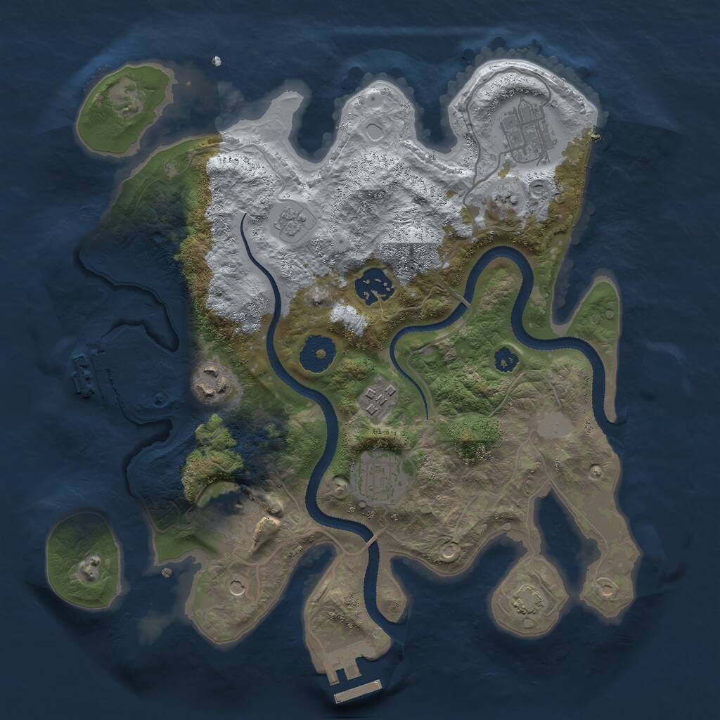 Rust Map: Procedural Map, Size: 3000, Seed: 46424, 12 Monuments