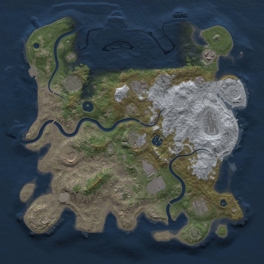 Rust Map: Procedural Map, Size: 3700, Seed: 1971750273, 17 Monuments