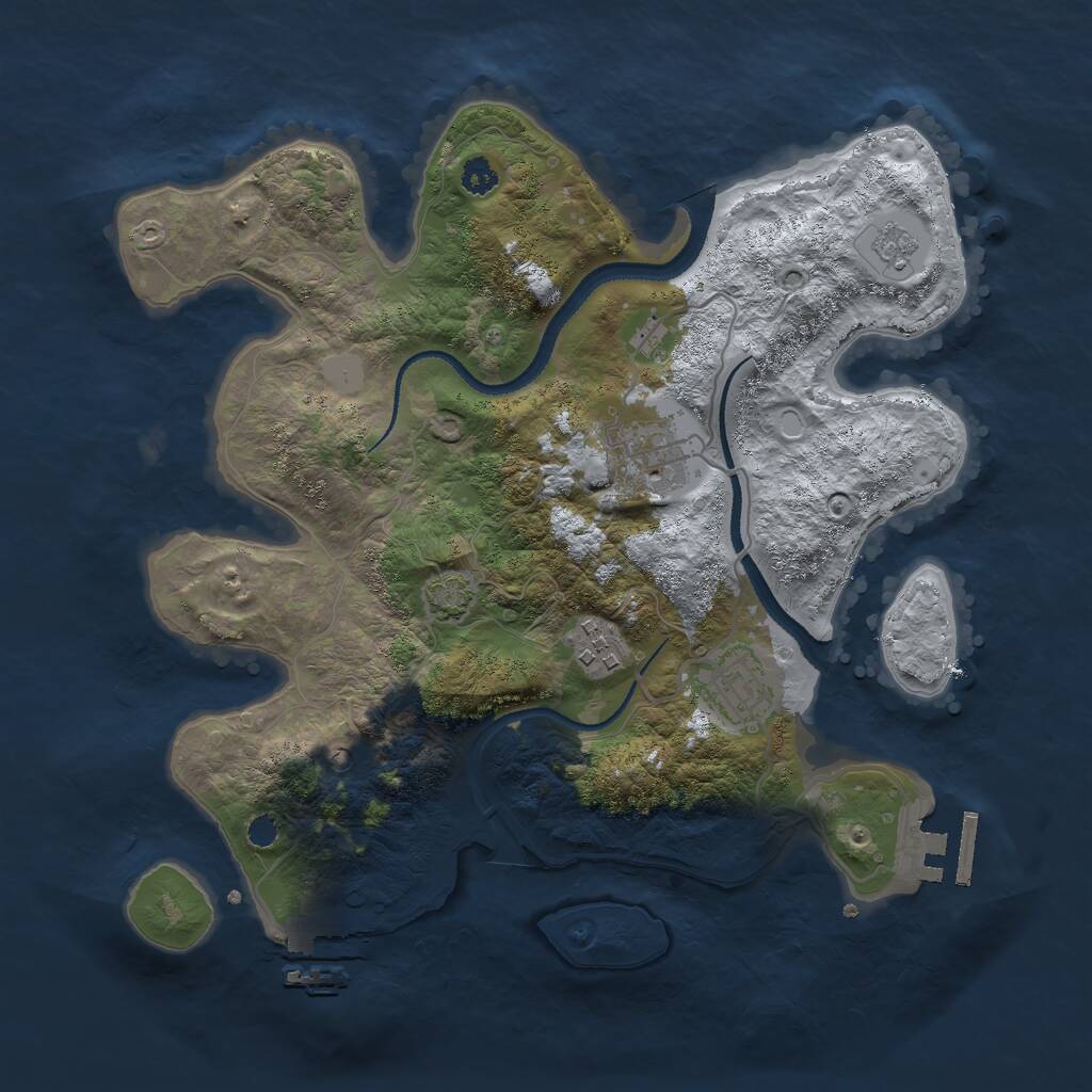 Rust Map: Procedural Map, Size: 3000, Seed: 1015620855, 9 Monuments
