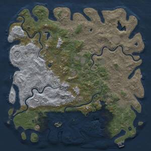 Thumbnail Rust Map: Procedural Map, Size: 6000, Seed: 204885104, 17 Monuments
