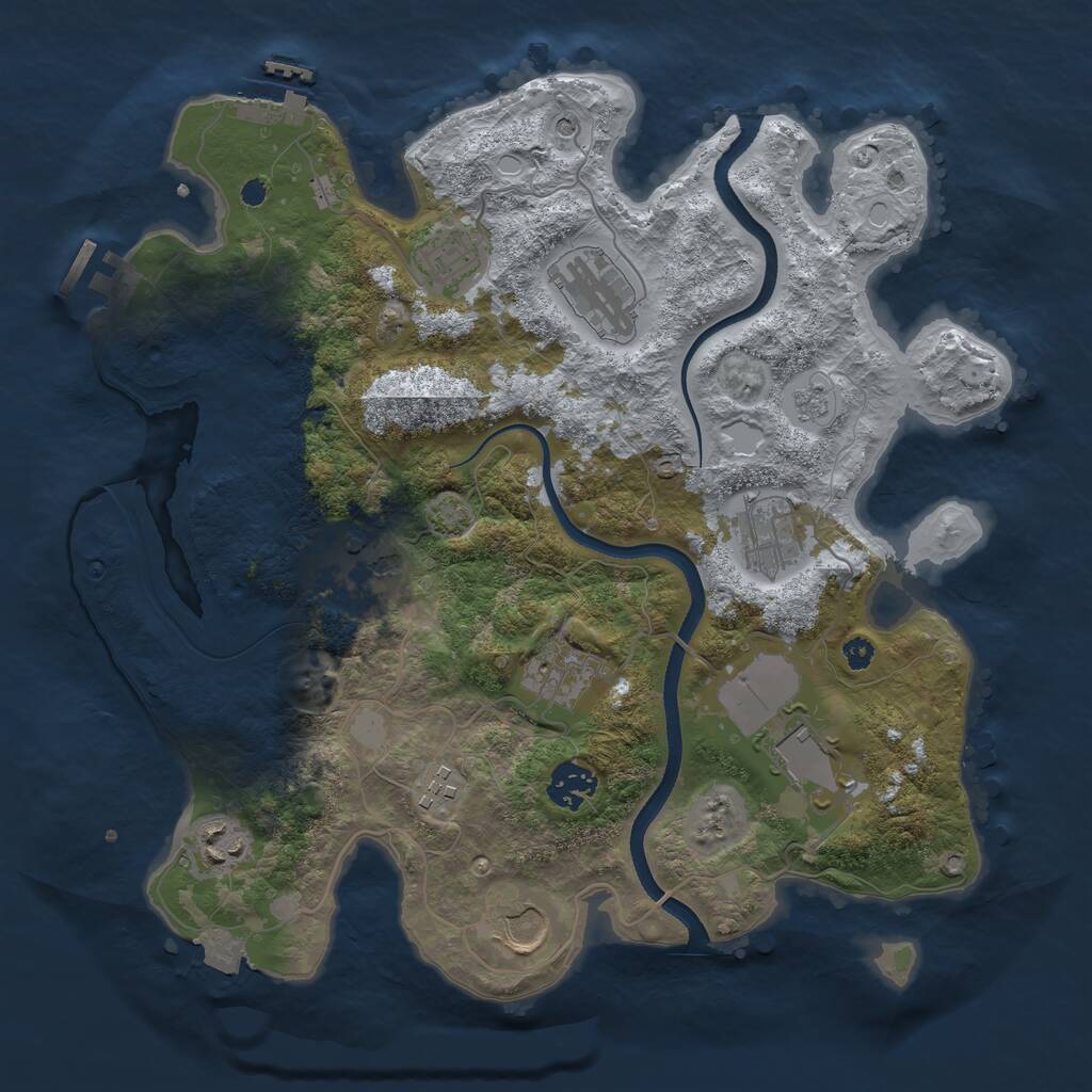 Rust Map: Procedural Map, Size: 3500, Seed: 1350642061, 16 Monuments