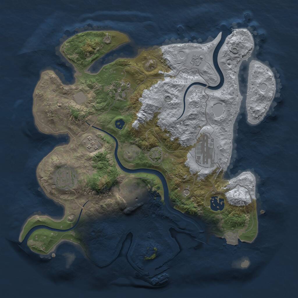 Rust Map: Procedural Map, Size: 3000, Seed: 23837, 11 Monuments