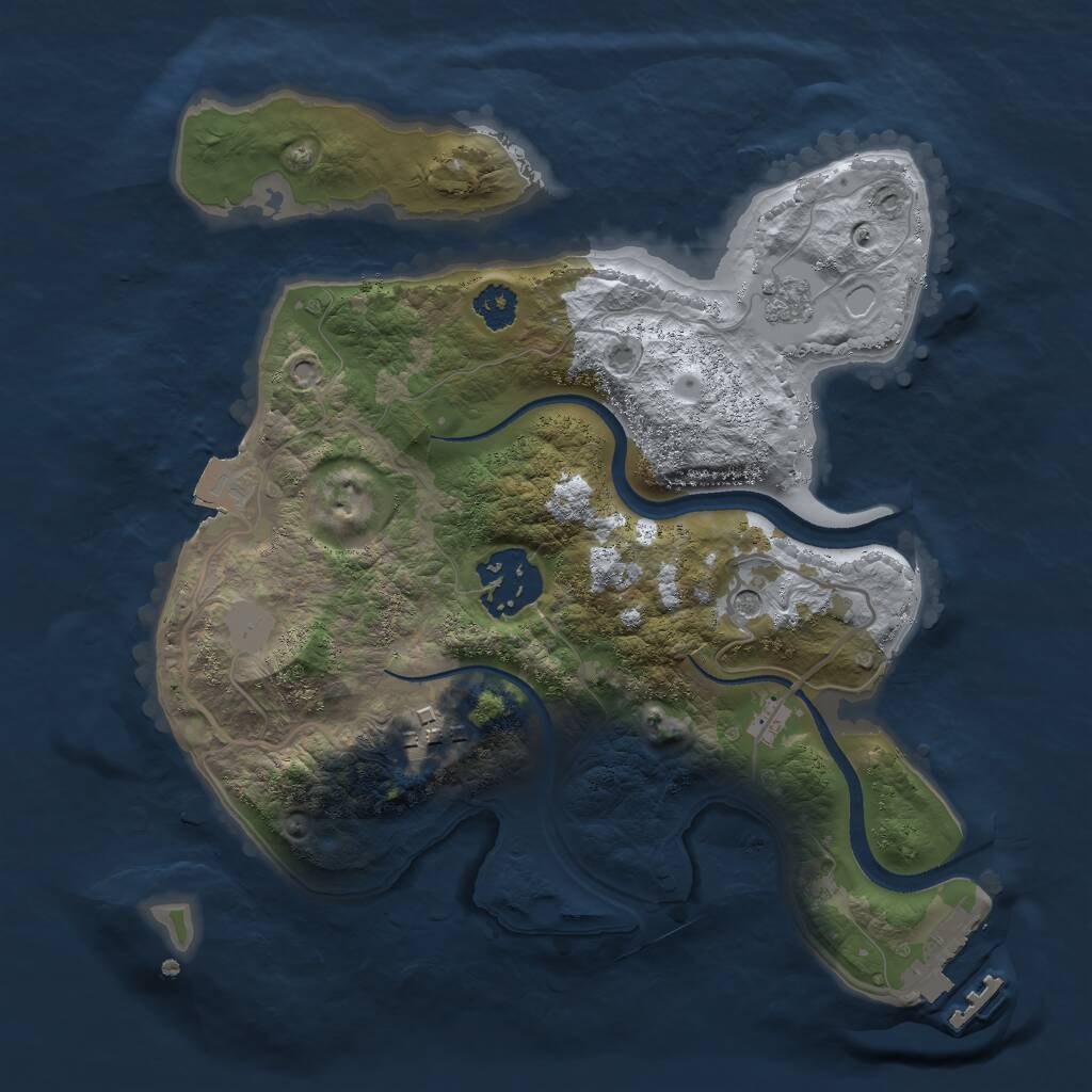 Rust Map: Procedural Map, Size: 2500, Seed: 245129, 6 Monuments