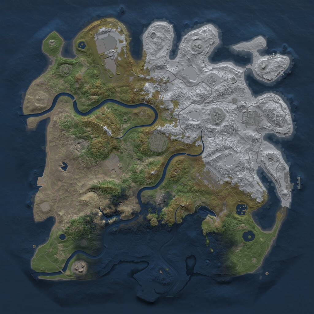Rust Map: Procedural Map, Size: 4000, Seed: 870405973, 15 Monuments
