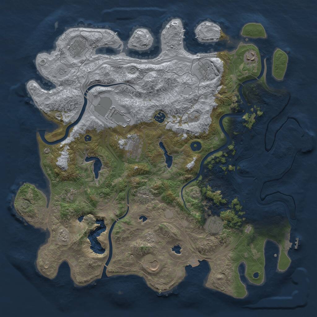 Rust Map: Procedural Map, Size: 4500, Seed: 1920363767, 16 Monuments