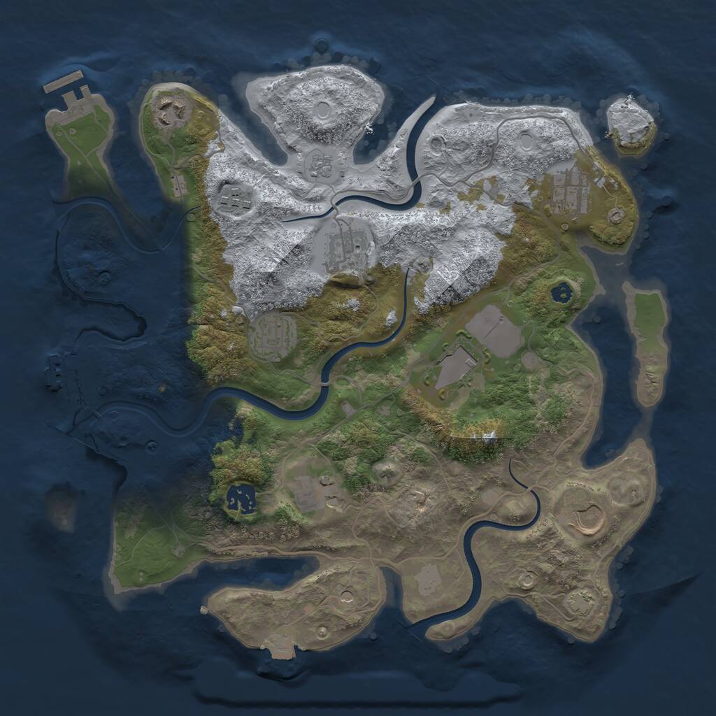 Rust Map: Procedural Map, Size: 3500, Seed: 864981676, 15 Monuments