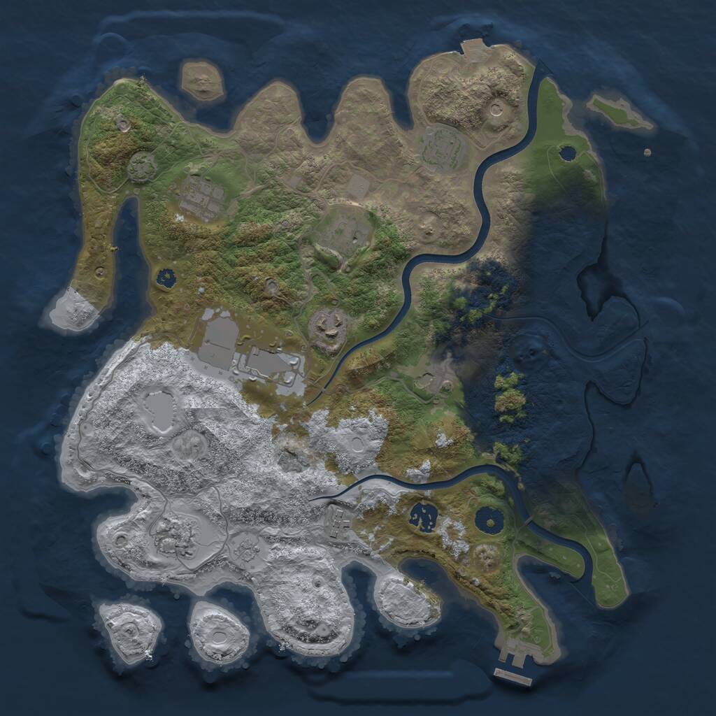 Rust Map: Procedural Map, Size: 3750, Seed: 12341234, 14 Monuments