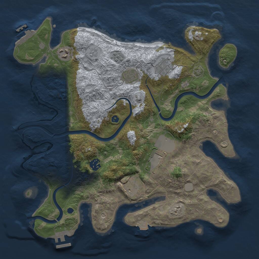 Rust Map: Procedural Map, Size: 3500, Seed: 763176316, 13 Monuments