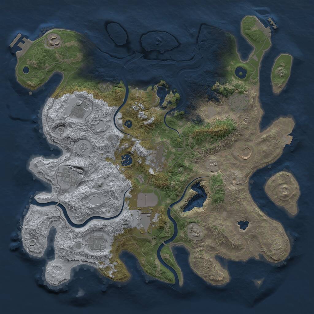 Rust Map: Procedural Map, Size: 4000, Seed: 1222439180, 16 Monuments