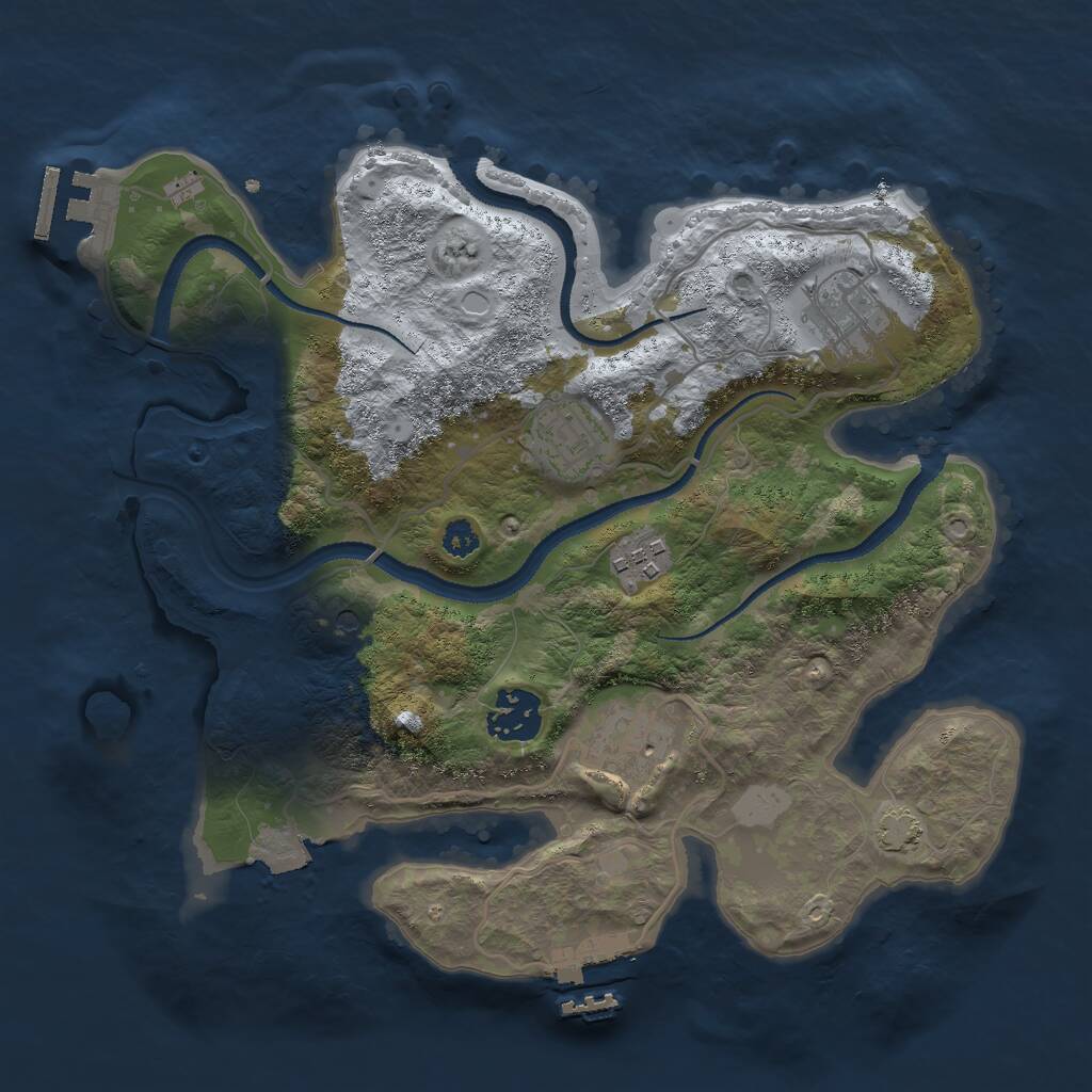 Rust Map: Procedural Map, Size: 3000, Seed: 864981676, 10 Monuments