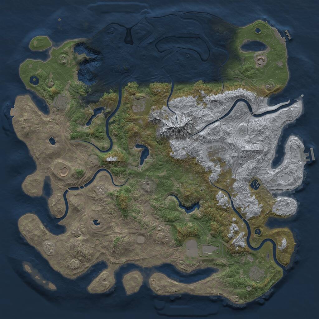 Rust Map: Procedural Map, Size: 5000, Seed: 200783, 16 Monuments