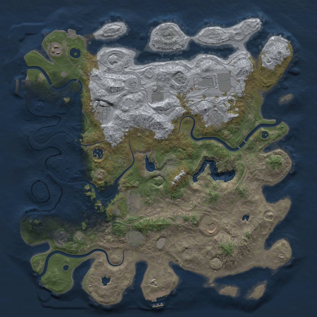 Rust Map: Procedural Map, Size: 4500, Seed: 394027696, 16 Monuments
