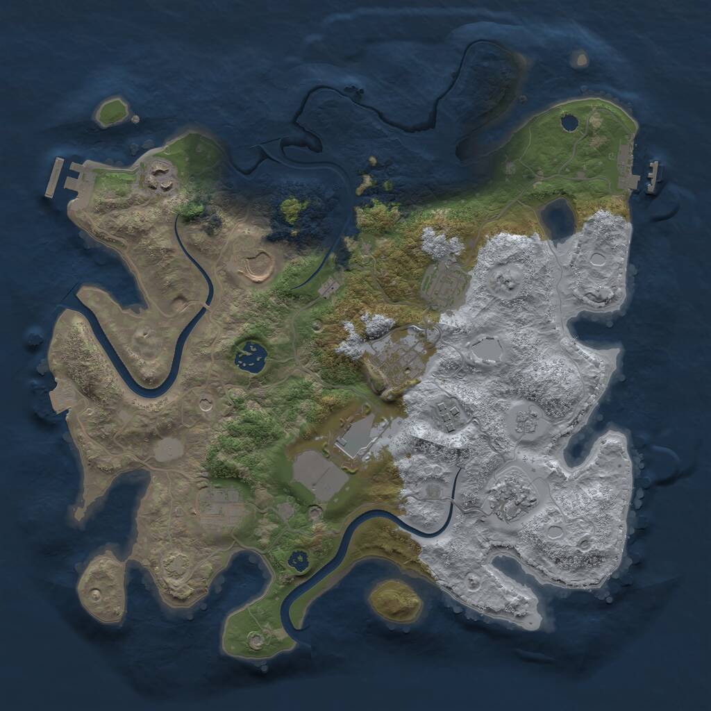 Rust Map: Procedural Map, Size: 3500, Seed: 1784180951, 15 Monuments