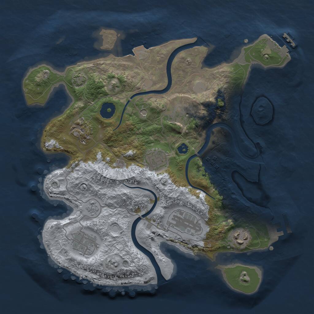 Rust Map: Procedural Map, Size: 3000, Seed: 1689123555, 13 Monuments